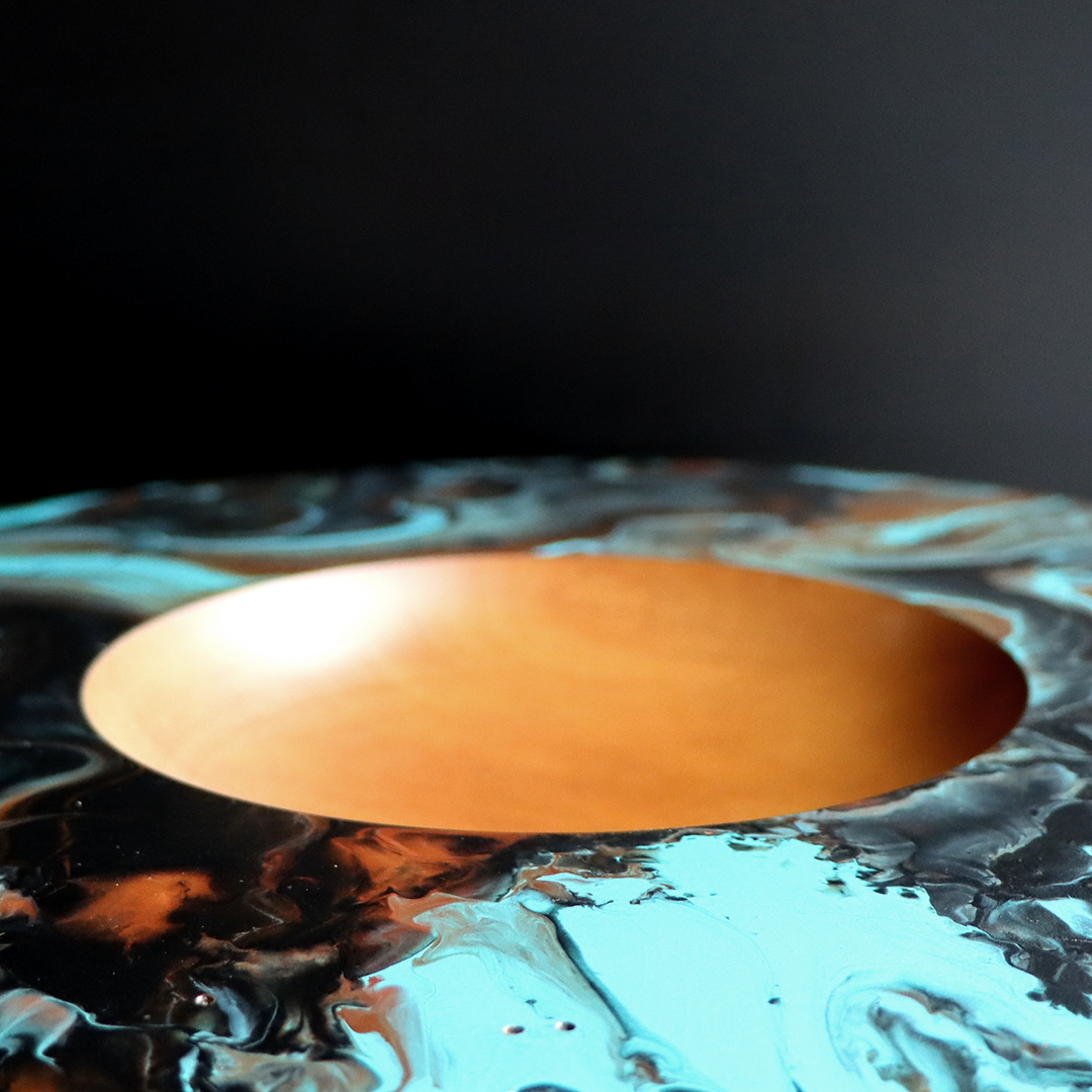 SWAMP KAURI - Wide Rim Painted Turned Bowl