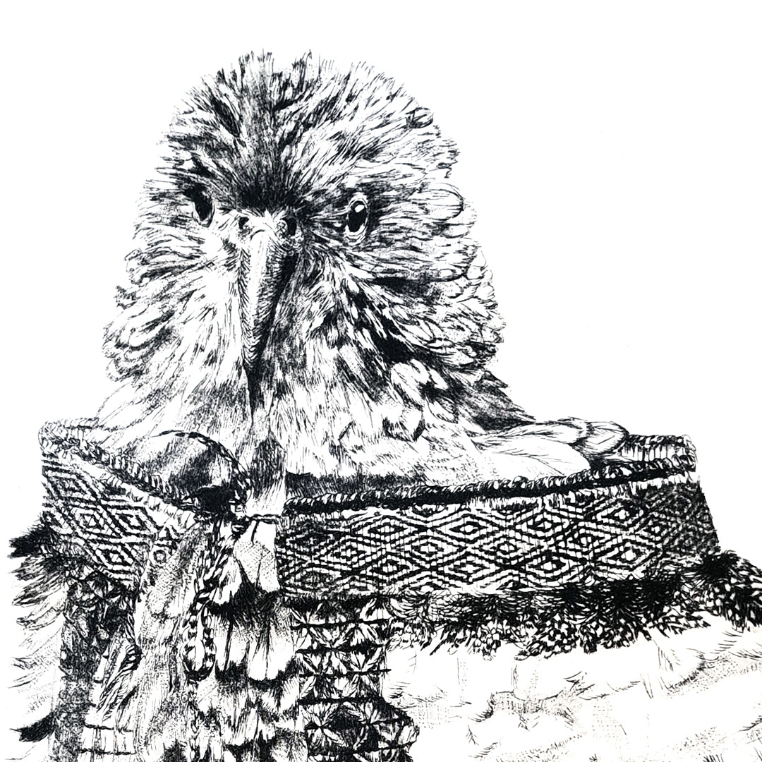 KEA IN A KĀKAHU - Ltd Edition Dry Point Etching Print