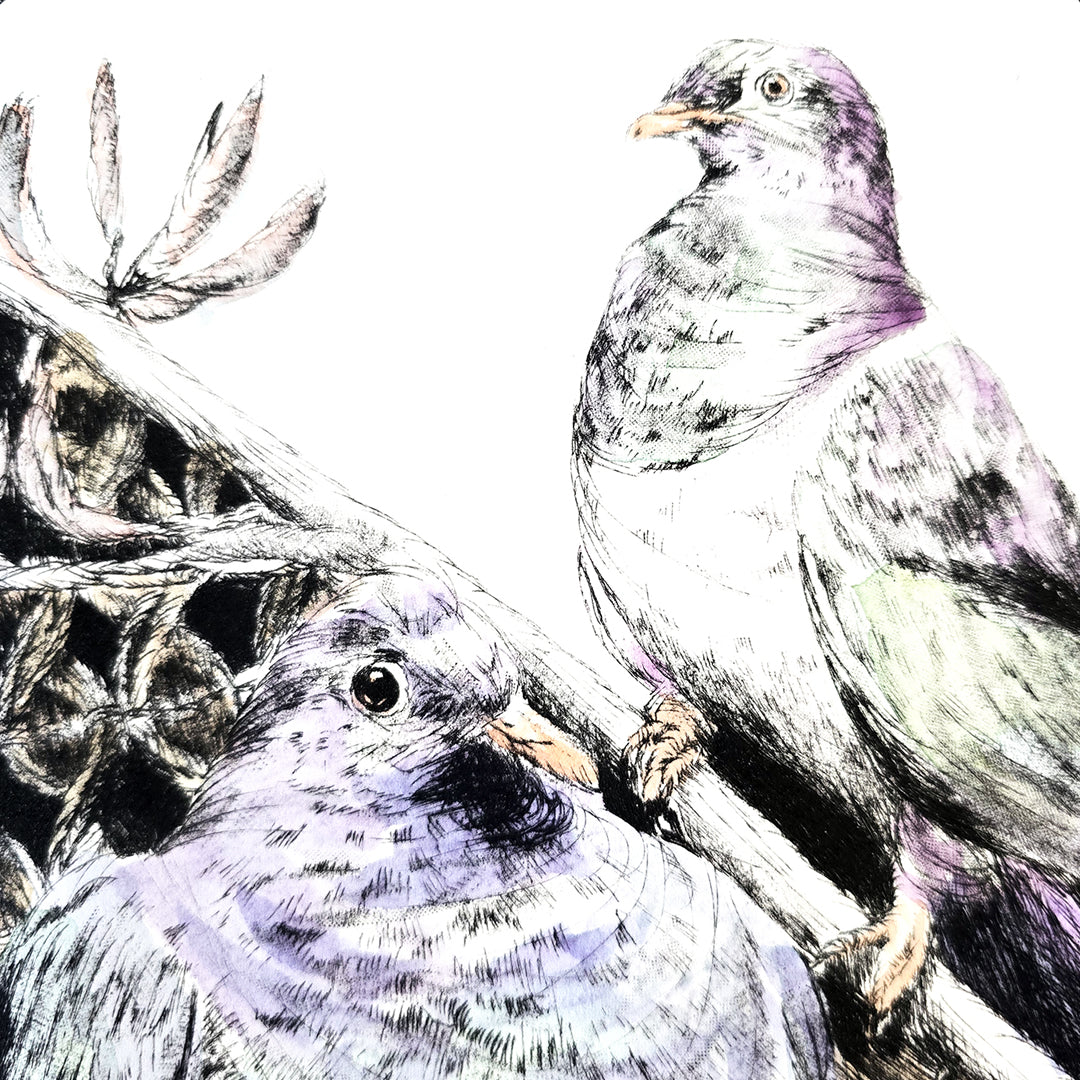 NGĀ KAITIAKI O TE NGAHERE - Ltd Edition Dry Point Etching Print + Watercolour