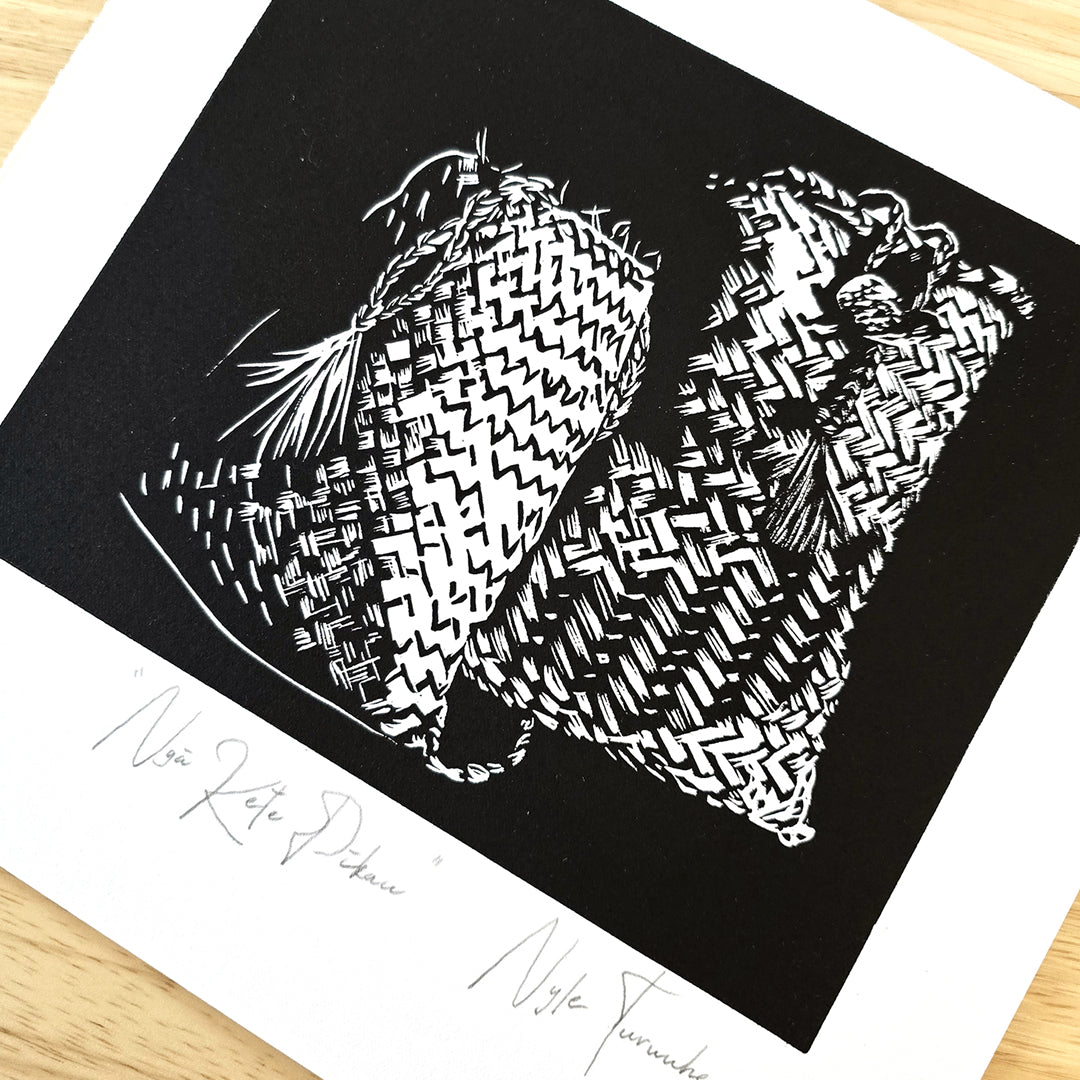 NGĀ KETE PIKAU - Lino Print