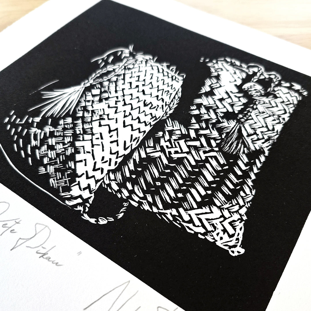 NGĀ KETE PIKAU - Lino Print