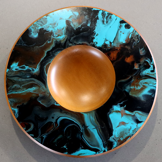 Wide Rim Painted Bowl - Swamp Kauri