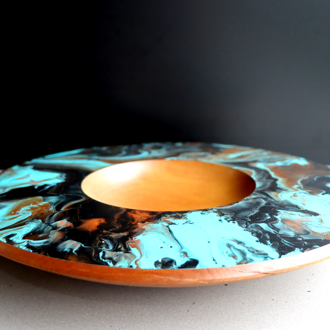 Wide Rim Painted Bowl - Swamp Kauri