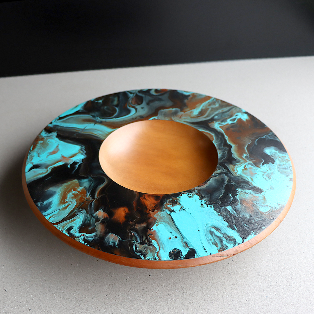 Wide Rim Painted Bowl - Swamp Kauri