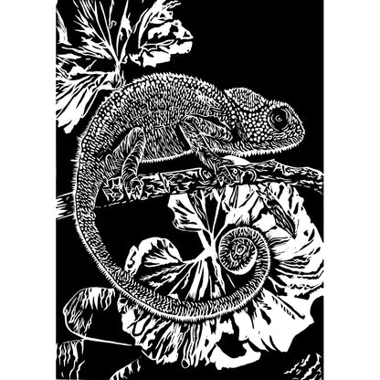 C is for Chameleon - Lino Print