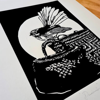 PIWAKAWAKA - Limited Edition Woodcut Print