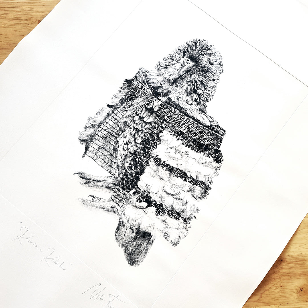 KEA IN A KĀKAHU - Ltd Edition Dry Point Etching Print