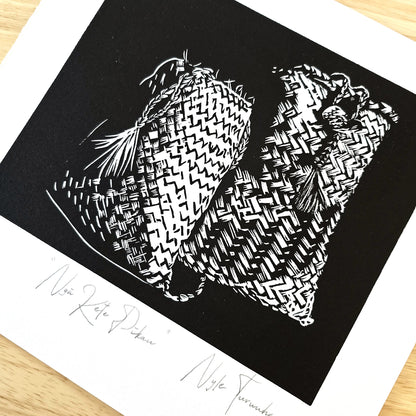 NGĀ KETE PIKAU - Lino Print