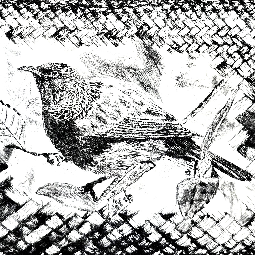 TŪĪ I TE KETE - Ltd Edition Dry Point Etching Print